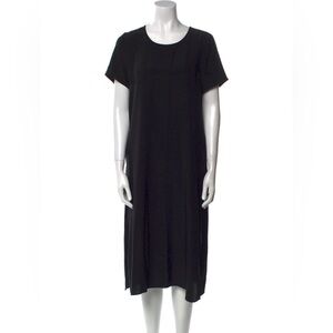 Cuyana 100% Silk T Shirt Tee Dress Black Modern Midi Maxi Size M